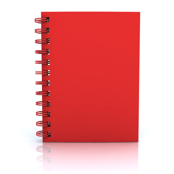 Piros notebook. 3D-s renderelt illusztráció. Elszigetelt fehér. - Fotó, kép