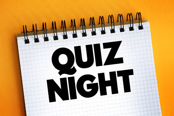 Quiz Night text on notepad, concept background - Photo, Image