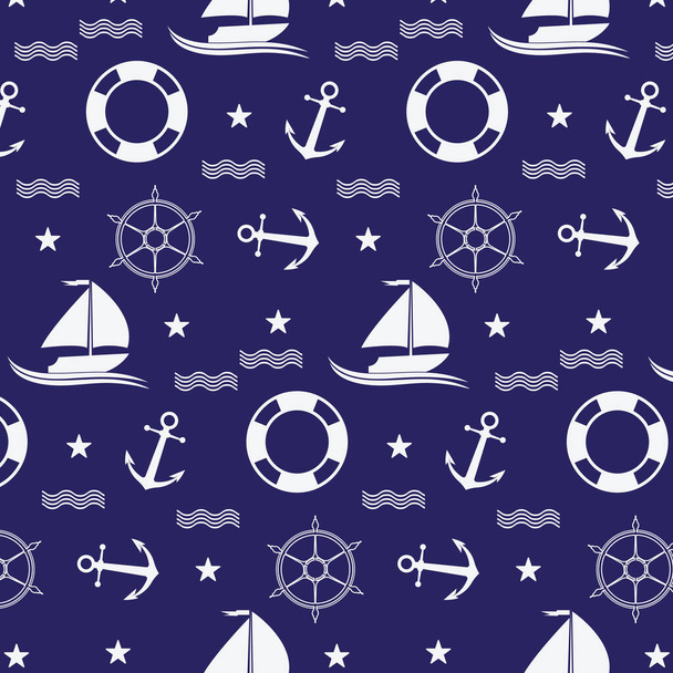  Nautical or marine seamless patterns background, Nautical Pattern Vector Art,icon & Graphics - Vetor, Imagem
