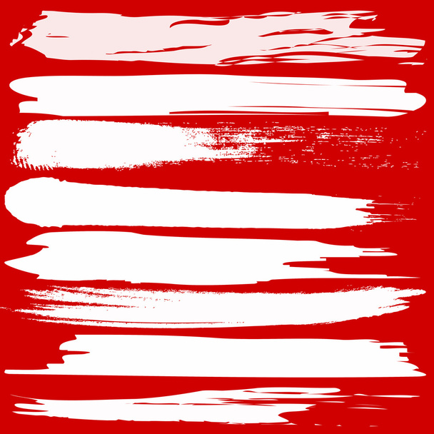 Векторний набір мазків гранжевого пензля на червоному тлі
 - Вектор, зображення