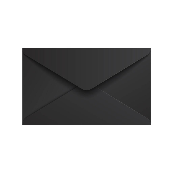 Realistic black envelope. Closed envelope mockup isolated on white background, folded letter. Vector illustration - Vektori, kuva