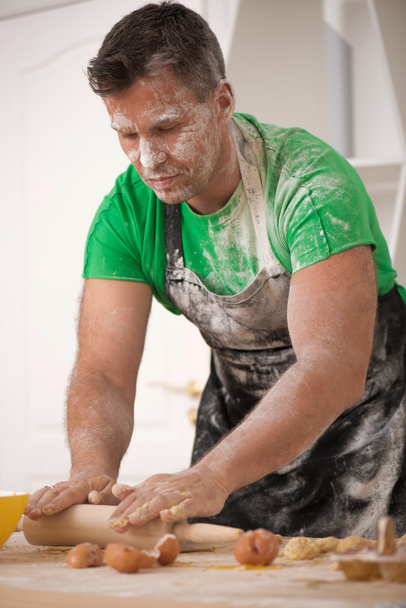 Baker preparing dough - Photo, image