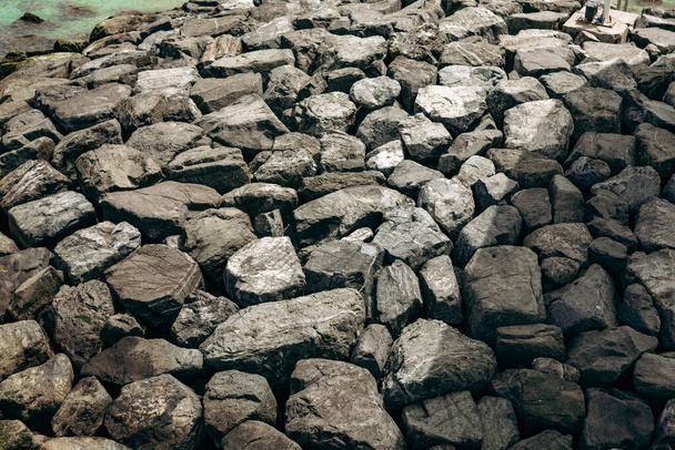 Background of big gray natural stones close up - Foto, afbeelding