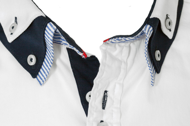 White shirt collar open close up - Photo, Image