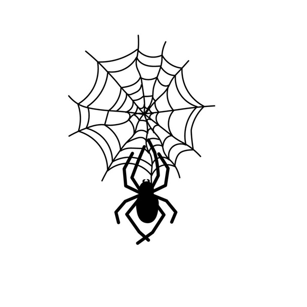 Černá pavučina a pavučina. Děsivá pavučina halloweenského symbolu. Vektorové ilustrace izolované na bílém pozadí. - Vektor, obrázek