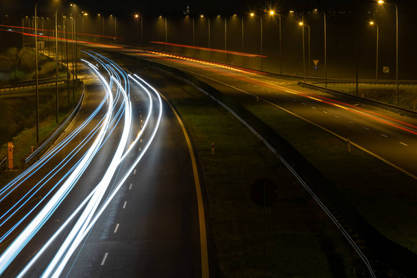 lights of cars with night. long exposure - Foto, imagen