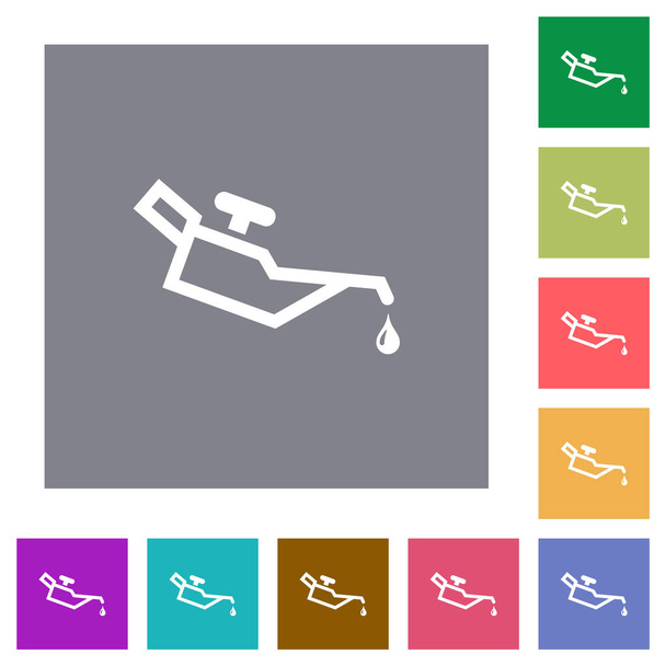 Iconos planos de aceite sobre fondos cuadrados de color simple - Vector, imagen