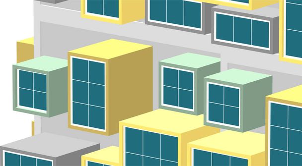 abstract modern architecture modular facade 3d illustration - Вектор,изображение