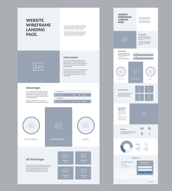 Website design layout. Modern landing page wireframe. - Vector, Image