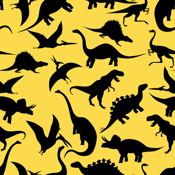 Dinosaurs silhouettes seamless pattern, vector illustration - Vetor, Imagem