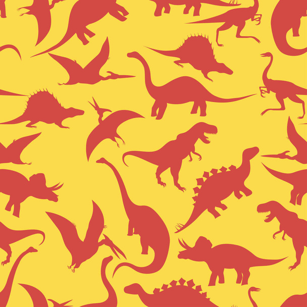 Siluetas dinosaurios patrón sin costura, ilustración vectorial - Vector, Imagen