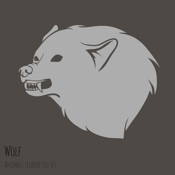 Šedý vlk silueta - Vektor, obrázek