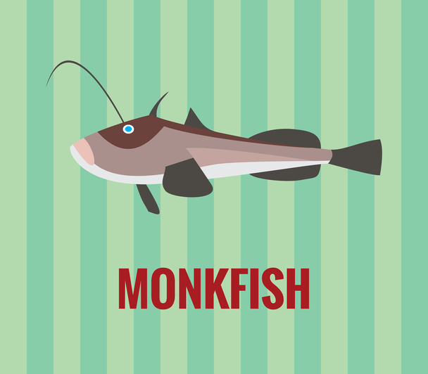 Monkfish - drawing on green background. - Vektor, kép