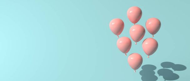 Floating balloons on a colored background - 3D - Fotó, kép