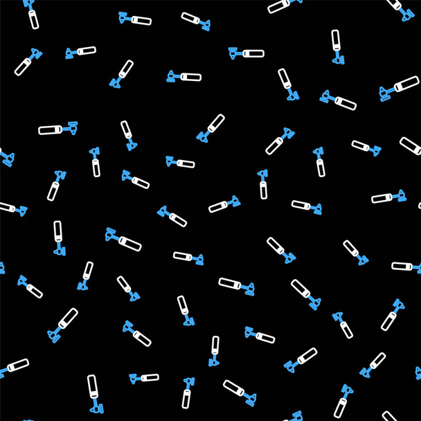 Линия Медицинский отоскоп инструмент значок изолированы плавный рисунок на черном фоне. Медицинский инструмент. Вектор - Вектор,изображение