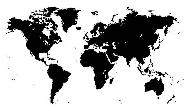 mappa piana nera del mondo su sfondo bianco - Vettoriali, immagini