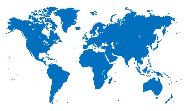 carta piana blu del mondo su sfondo bianco - Vettoriali, immagini