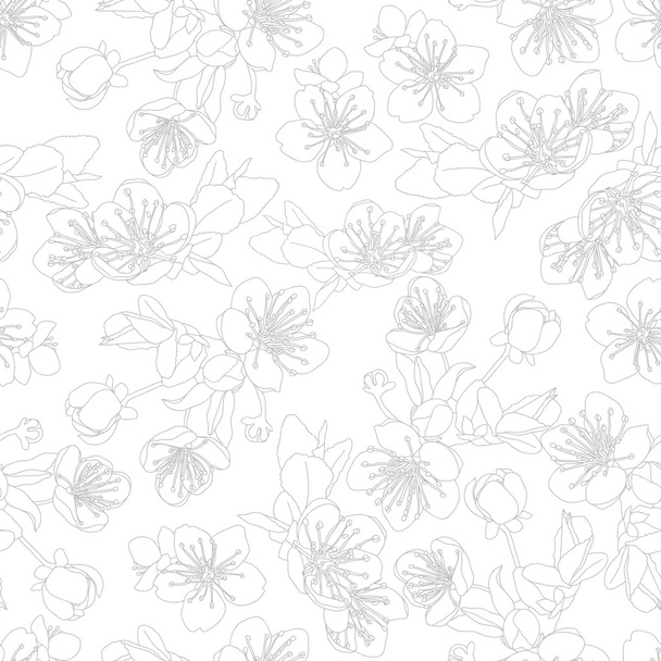 seamless pattern with flowers of sakura - Vector, Image