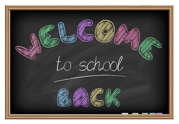 Back to school poster. Chalkboard effect. - Vector, Image
