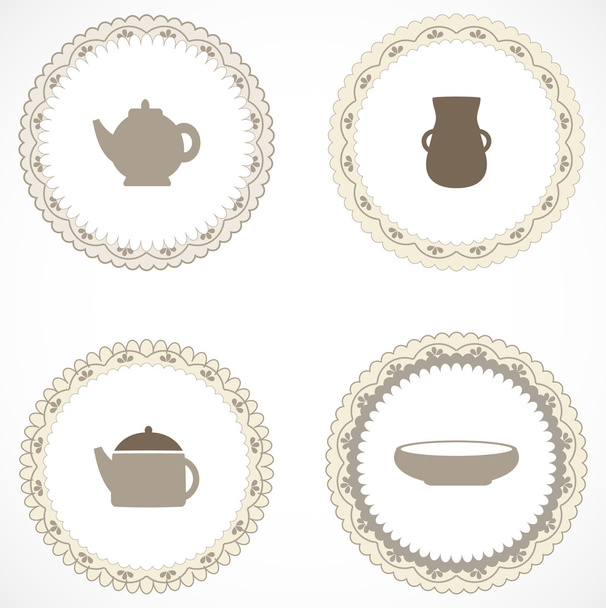 Vintage labels with icons - Vector, imagen