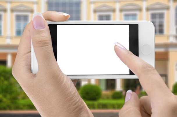 hand holding mobile phone with blank screen - Photo, image