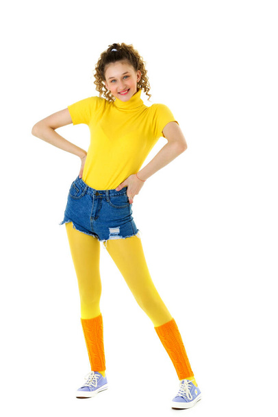Happy joyful sporty student girl in sports outfit - Valokuva, kuva