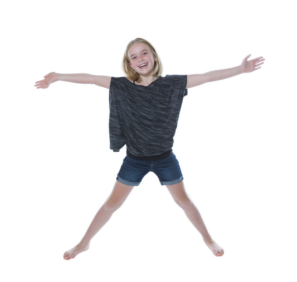 Happy young girl on white background  - Foto, immagini