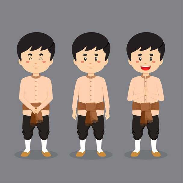 Thaiföld karakter különböző kifejezési - Vektor, kép