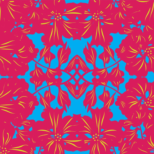 Diseño de patrón sin costura floral simétrico para textiles y gráficos de moda - Vector, Imagen
