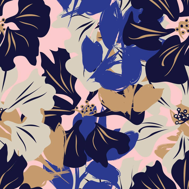 Květinové tahy štětcem bezešvé vzor pozadí pro módní potisky, grafiku, zázemí a řemesla - Vektor, obrázek