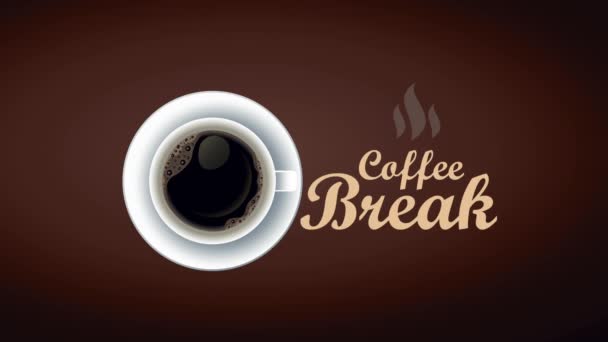 animazione lettering coffee break con vista sulla tazza - Filmati, video