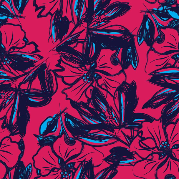 Floral brush strokes seamless pattern background for fashion prints, graphics, backgrounds and crafts - Διάνυσμα, εικόνα