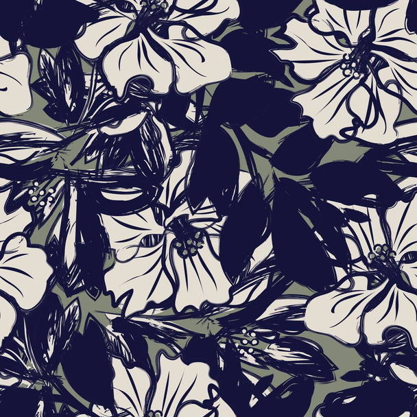 Květinové tahy štětcem bezešvé vzor pozadí pro módní potisky, grafiku, zázemí a řemesla - Vektor, obrázek