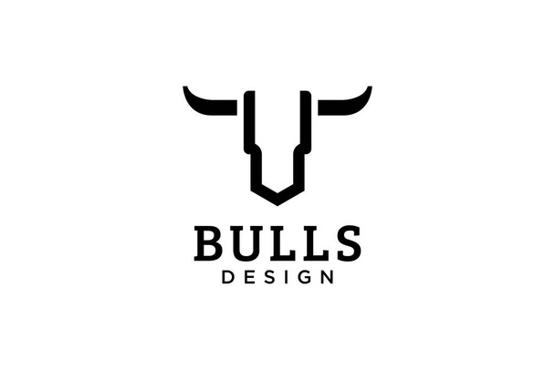 Letra U logotipo, logotipo Bull, logotipo touro cabeça, monograma Logo Design Template - Vetor, Imagem