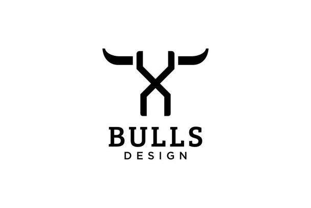 Логотип буквы X, логотип быка, логотип главного быка, шаблон логотипа - Вектор,изображение