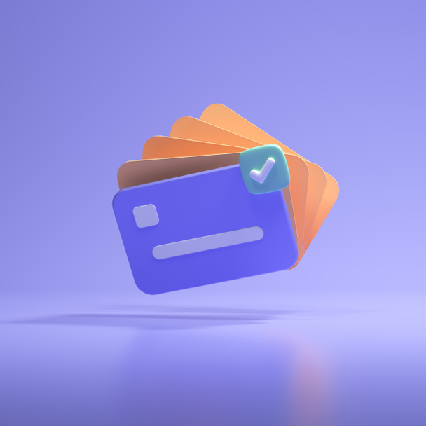 3d credit card icon for contactless payments, online payment concept. 3d render illustration - Photo, Image