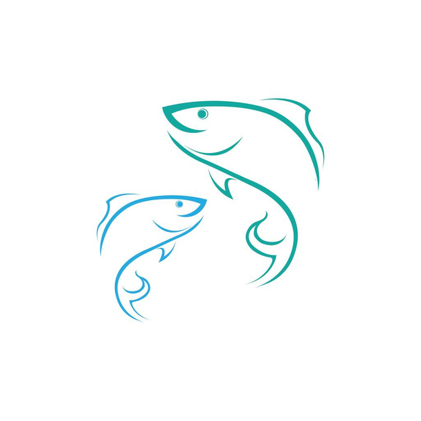 свежий шаблон логотипа рыбы иконка векторной иллюстрации дизайн - Вектор,изображение