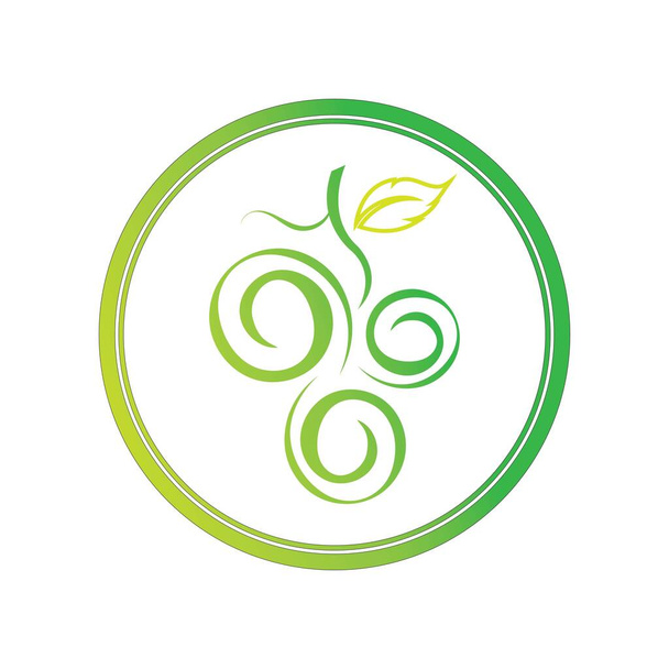 verde fresco uvas icono vector ilustración diseño plantilla - Vector, imagen