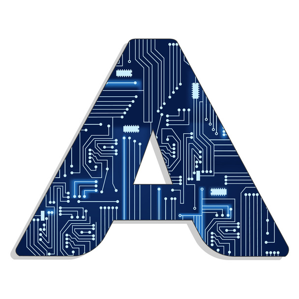 Letter "a" from technology's stylized alphabet - Vector, Image
