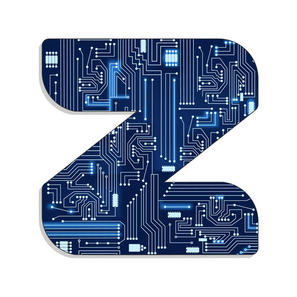 Letra "z" del alfabeto estilizado de la tecnología
 - Vector, imagen