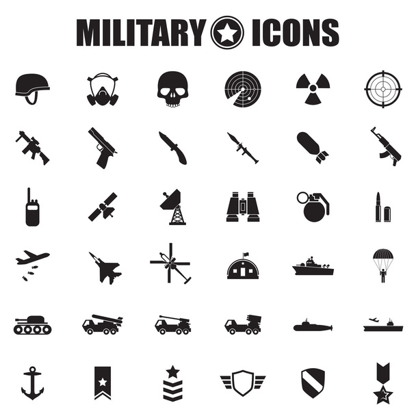 Military icons set - Vector, Image