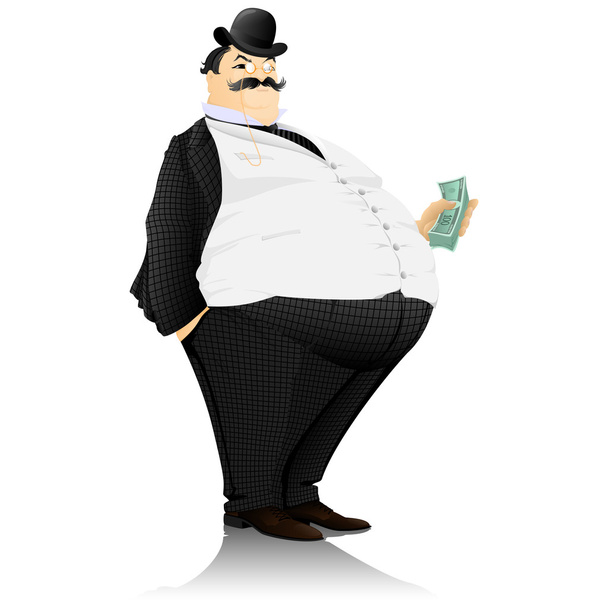 El banquero, el hombre rico, con un rollo de dinero
 - Vector, imagen