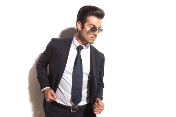 Side view of a fashion business man posing - Photo, Image