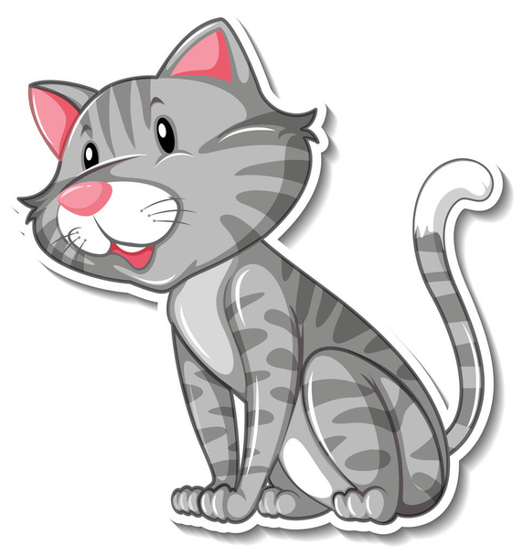 A sticker template of cat cartoon character illustration - Vector, Imagen