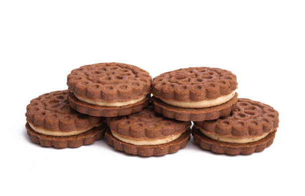 Doppelte Cookies isoliert auf weißem Hintergrund  - Foto, Bild