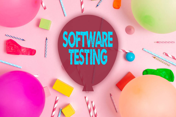 Inspiration showing sign Software Testing. Business showcase evaluate the functionality of a software application Colorful Birthday Party Designs Bright Celebration Planning Ideas - Photo, Image