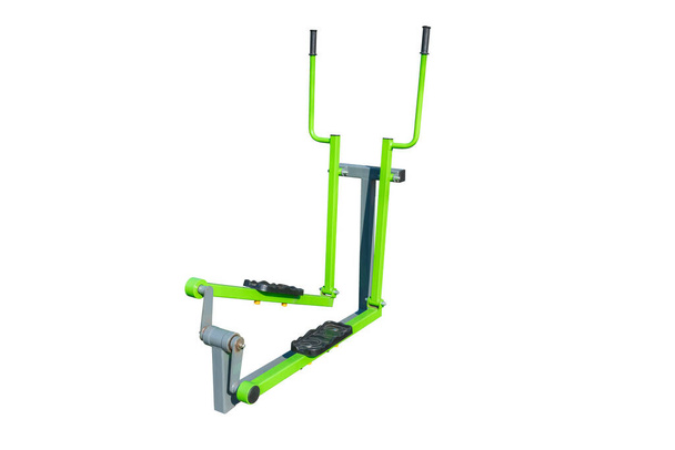 A sports exercise equipment for a public park, isolated on a white background. Saved using the clipping path. Training of the leg muscles. Running on the spot. - Zdjęcie, obraz