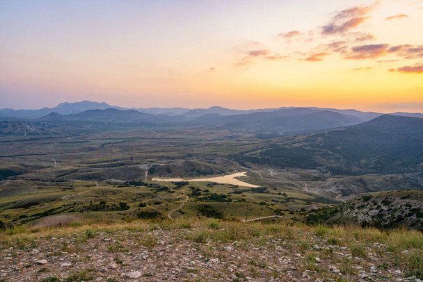Scenic mountain landscape at sunset. Colorful travel background. - Fotó, kép