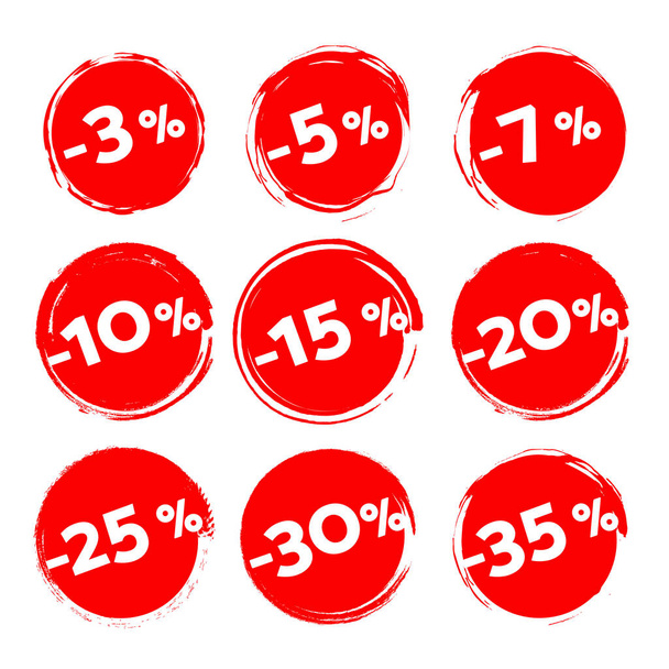 red stickers sale Discount card set - Vektör, Görsel