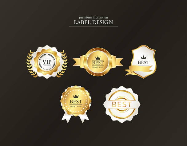 Hoja de oro diseño de etiquetas de alta calidad  - Vector, imagen